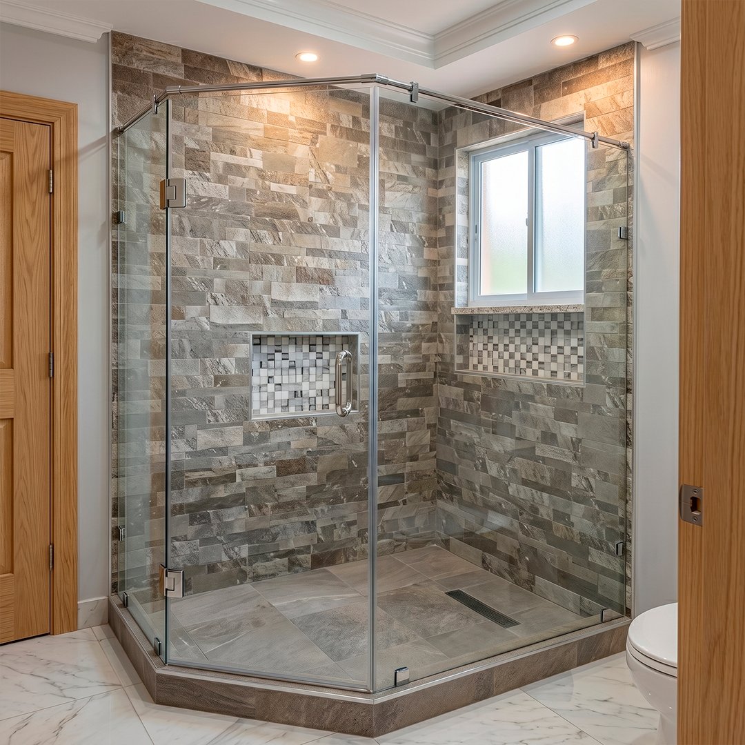 Baño con Puerta Abatible y Barra Estabilizadora